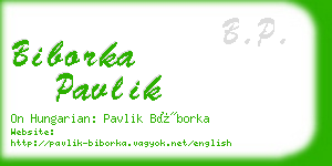 biborka pavlik business card